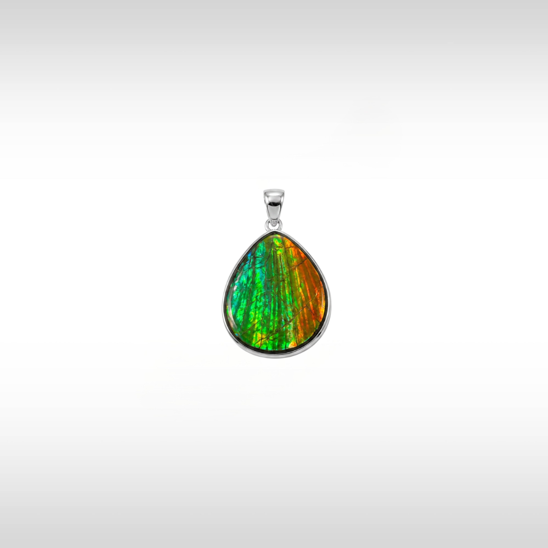 Sterling Silver A Grade Natural Freeform Ammolite Pendant