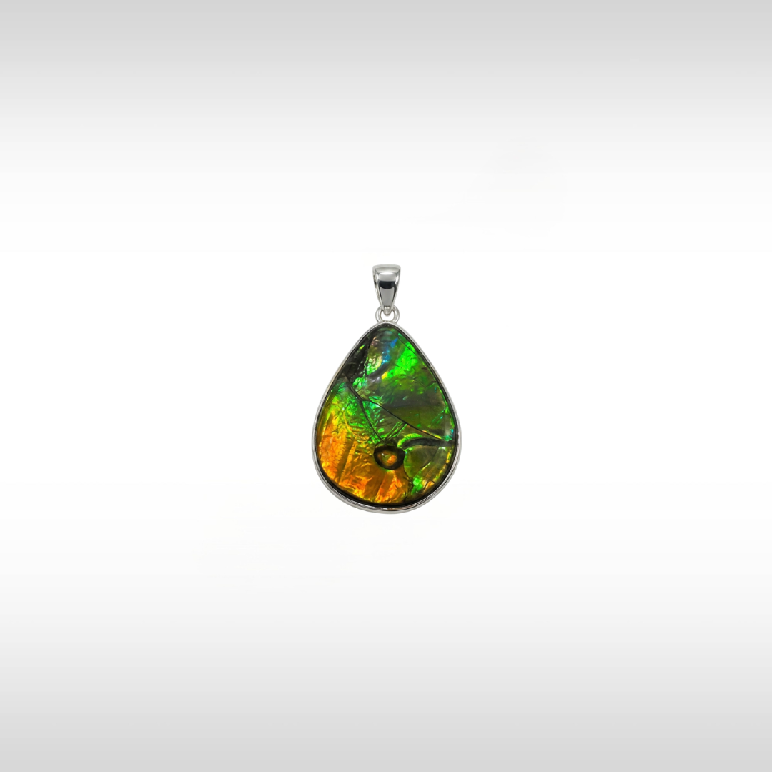 Sterling Silver A Grade Natural Freeform Ammolite Pendant