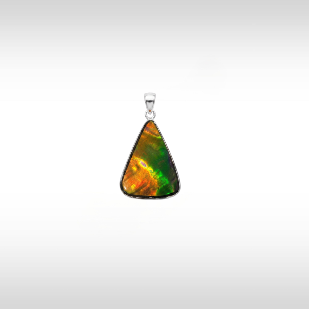 Sterling Silver A Grade Natural Freeform Ammolite Pendant