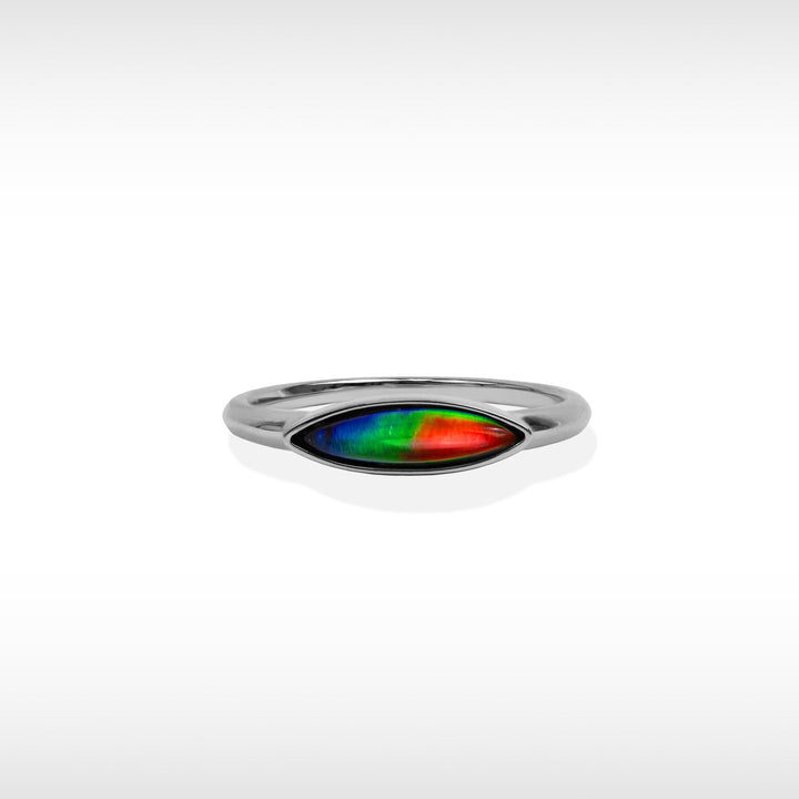 Essentials Marquis Ammolite Ring in Sterling Silver