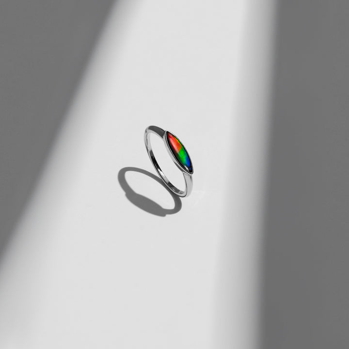 Essentials Marquis Ammolite Ring in Sterling Silver