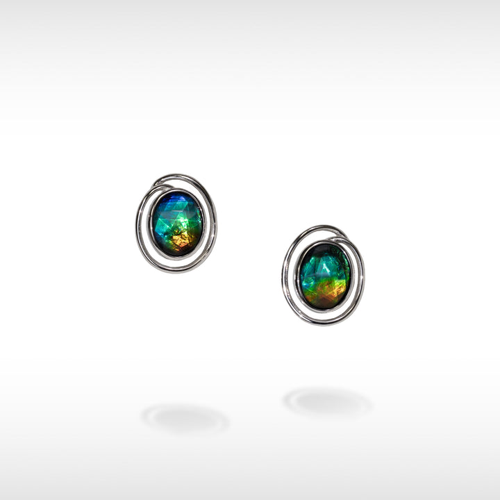New Essentials Oval Ammolite Earrings in Sterling Silver