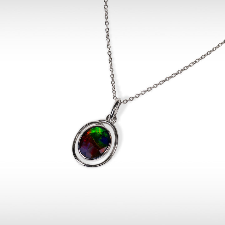 New Essentials Oval Ammolite Pendant in Sterling Silver