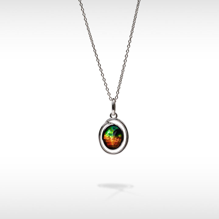 New Essentials Oval Ammolite Pendant in Sterling Silver
