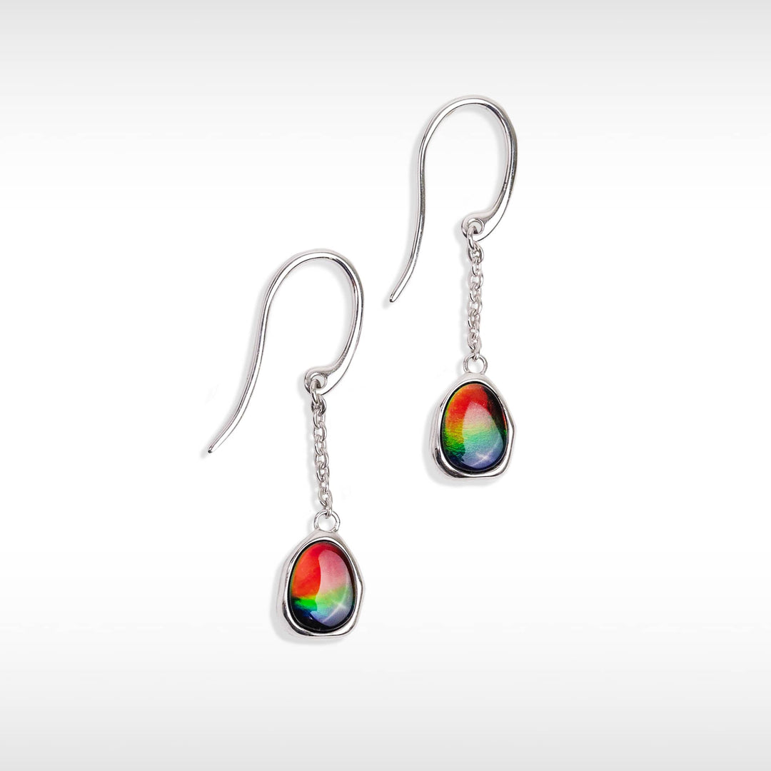 Organic Ammolite Earrings in Sterling Silver