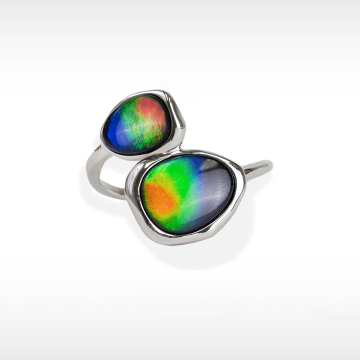 Organic Ammolite Ring in Sterling Silver