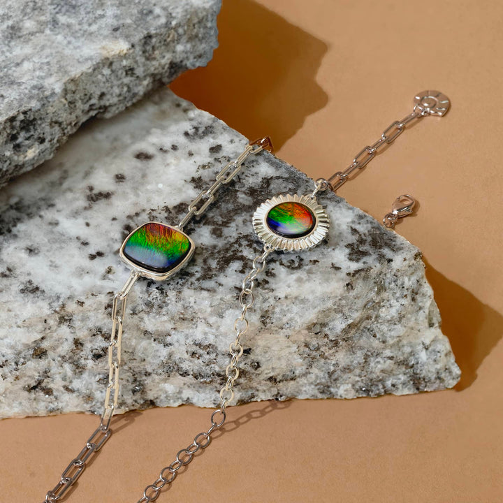 Origins Cushion Ammolite Bracelet in Sterling Silver