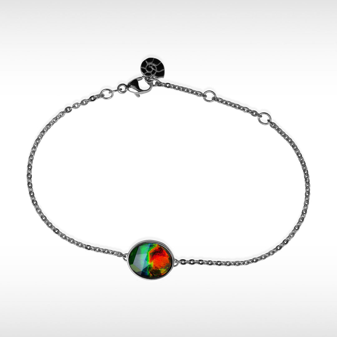 Essentials oval ammolite bracelet in sterling silver