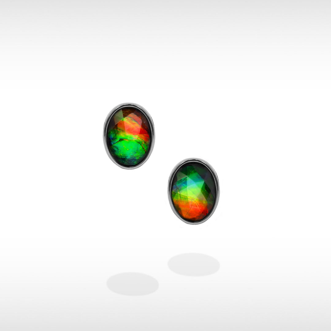 Essentials oval ammolite earrings in sterling silver