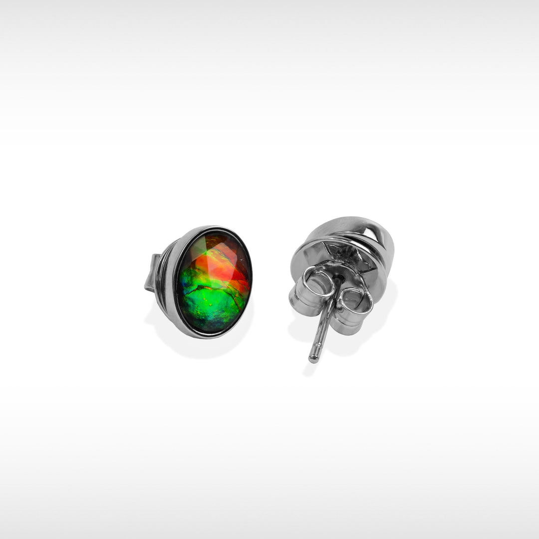 Essentials oval ammolite earrings in sterling silver