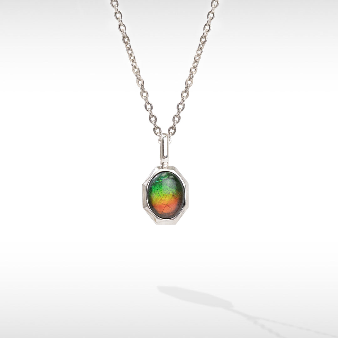 Essentials Oval Ammolite Pendant in Sterling Silver