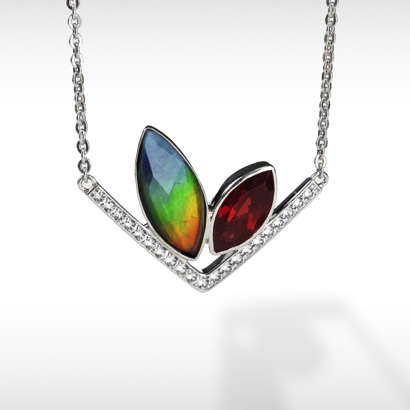 Rabbit ammolite pendant and ring set in sterling silver