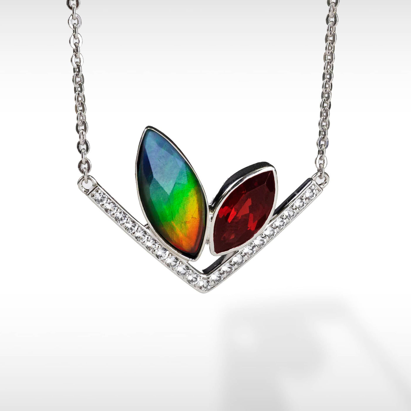 Rabbit Ammolite Necklace in Sterling Silver