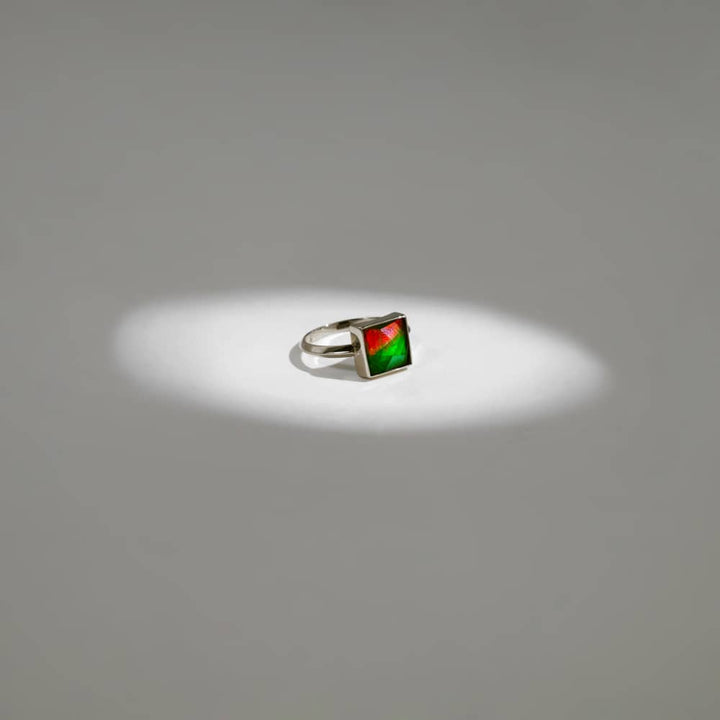 Essentials Square Ammolite Ring in Sterling Silver