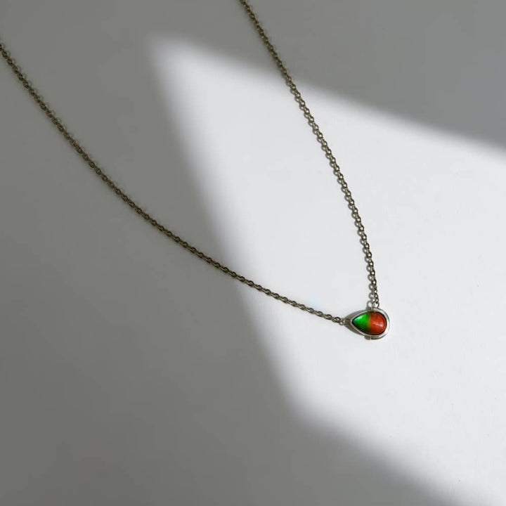 Essentials Teardrop Ammolite Pendant in Sterling Silver