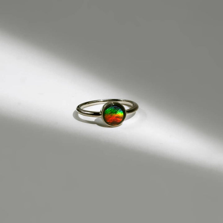 Essentials Round Ammolite Ring in Sterling Silver