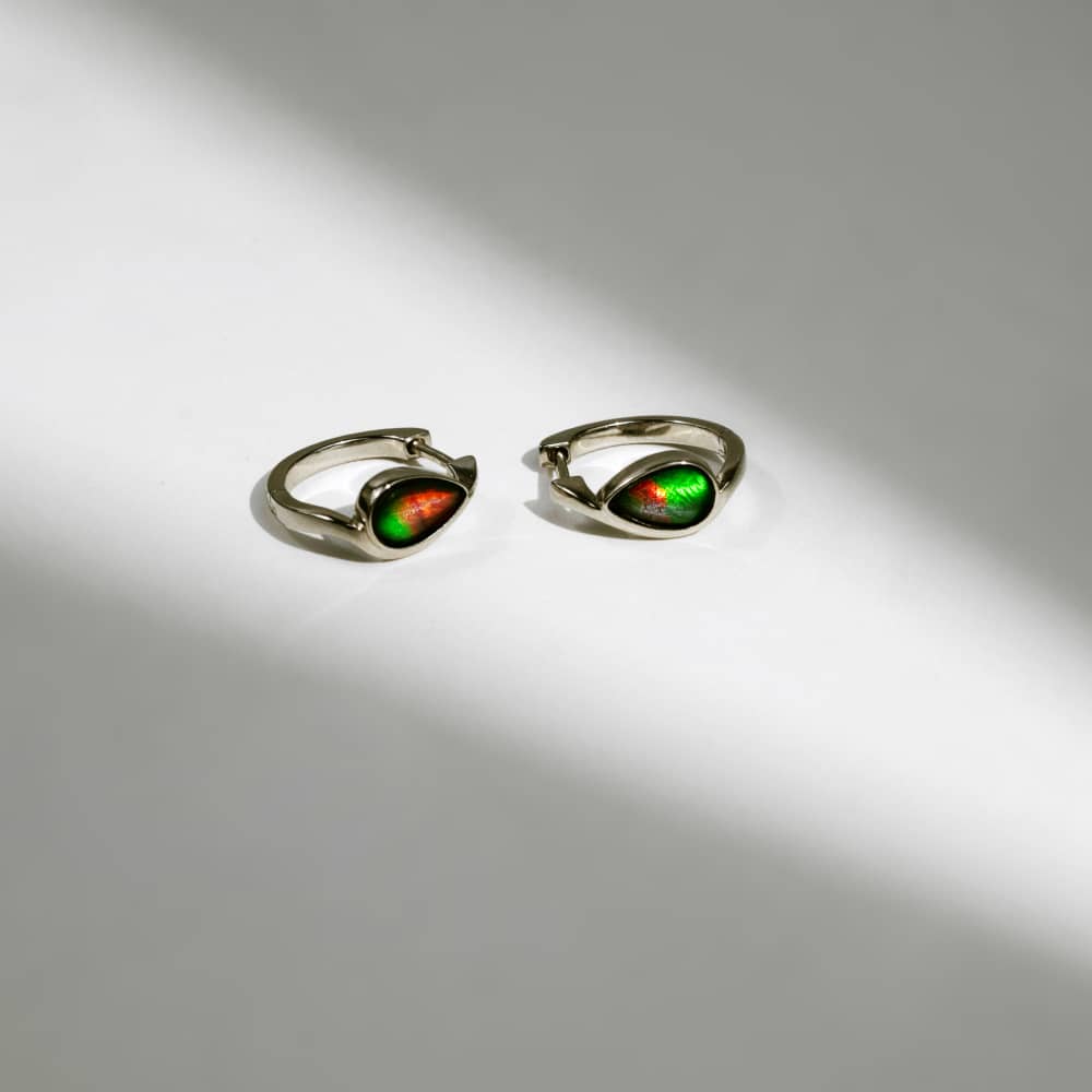 Essentials Teardrop Ammolite Earrings in Sterling Silver