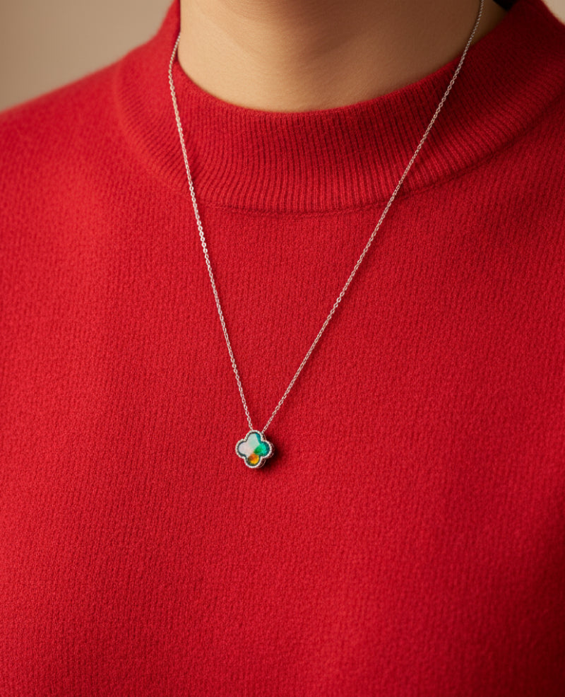 Clover Ammolite Pendant in Sterling Silver