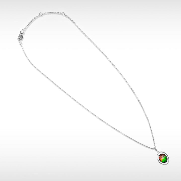 Essentials Oval Ammolite Pendant in Sterling Silver