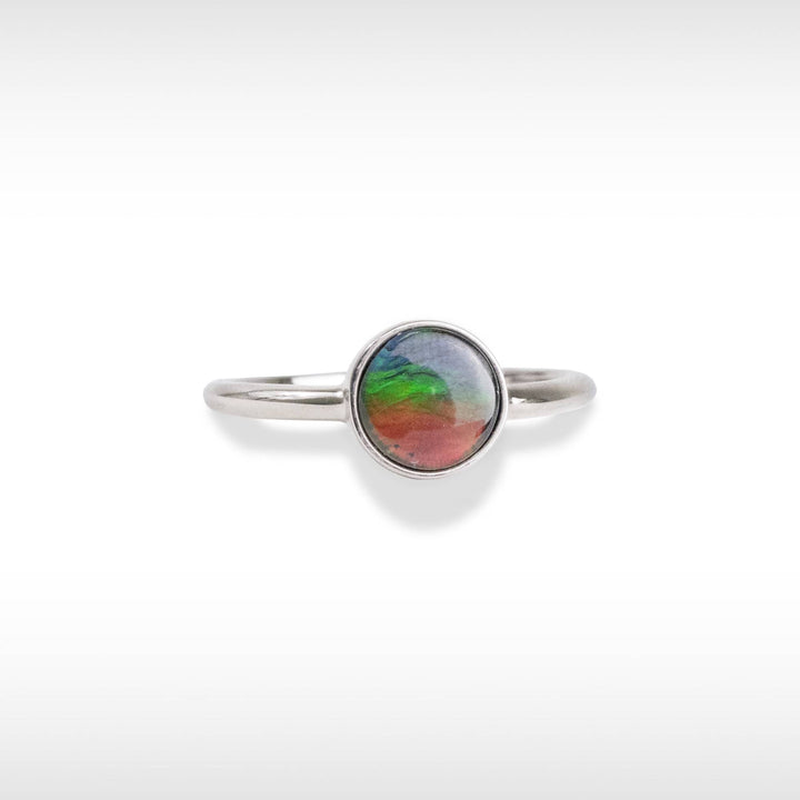 Essentials Round Ammolite Ring in Sterling Silver