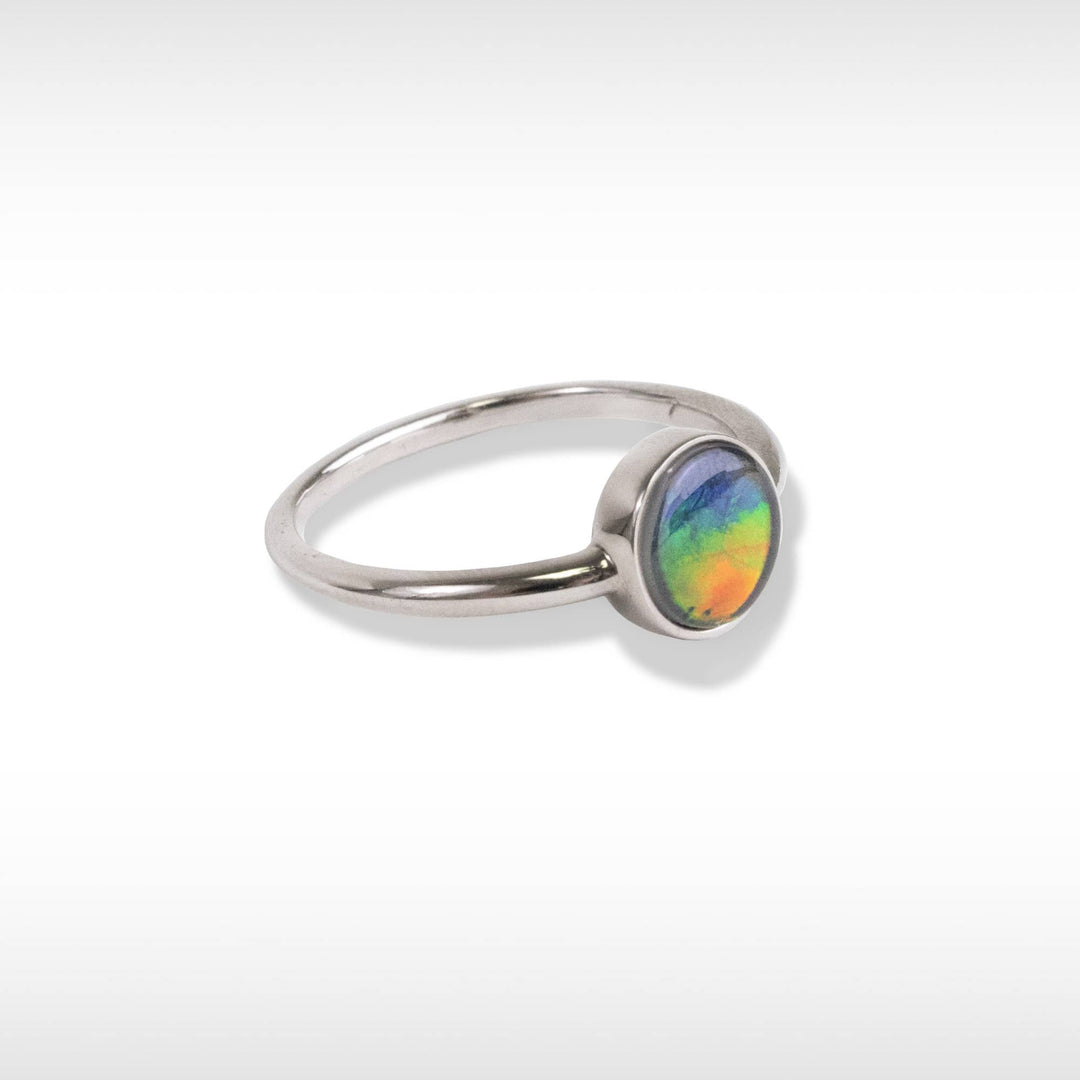 Essentials Round Ammolite Ring in Sterling Silver