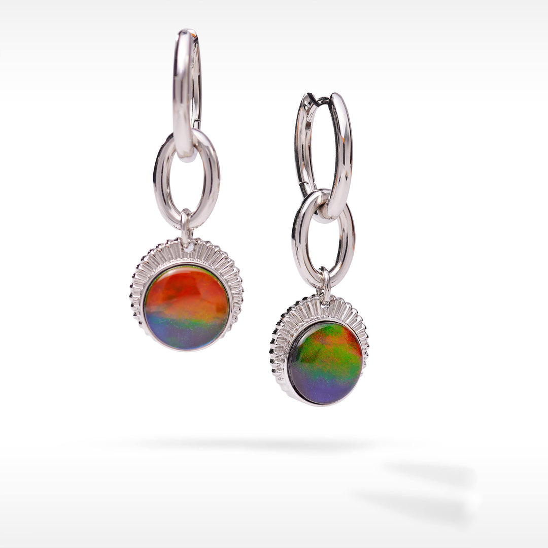 Origins chain link ammolite pendant,earring and bracelet set in sterling silver