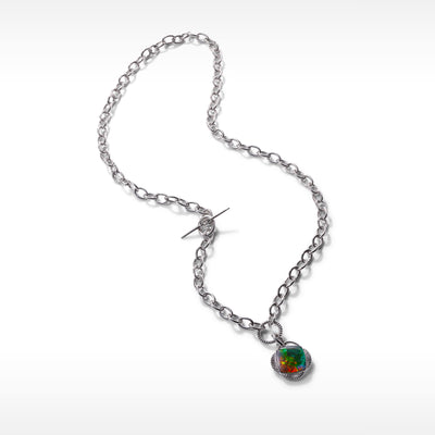 Origins chain link ammolite pendant,earring and bracelet set in sterling silver
