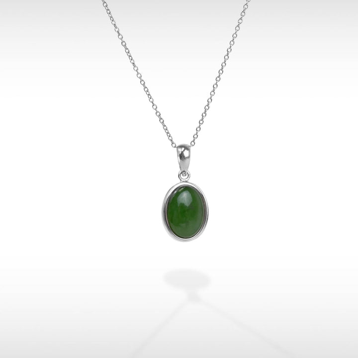 Women's Sterling Silver Ammolite and Jade Double Sided Pendant