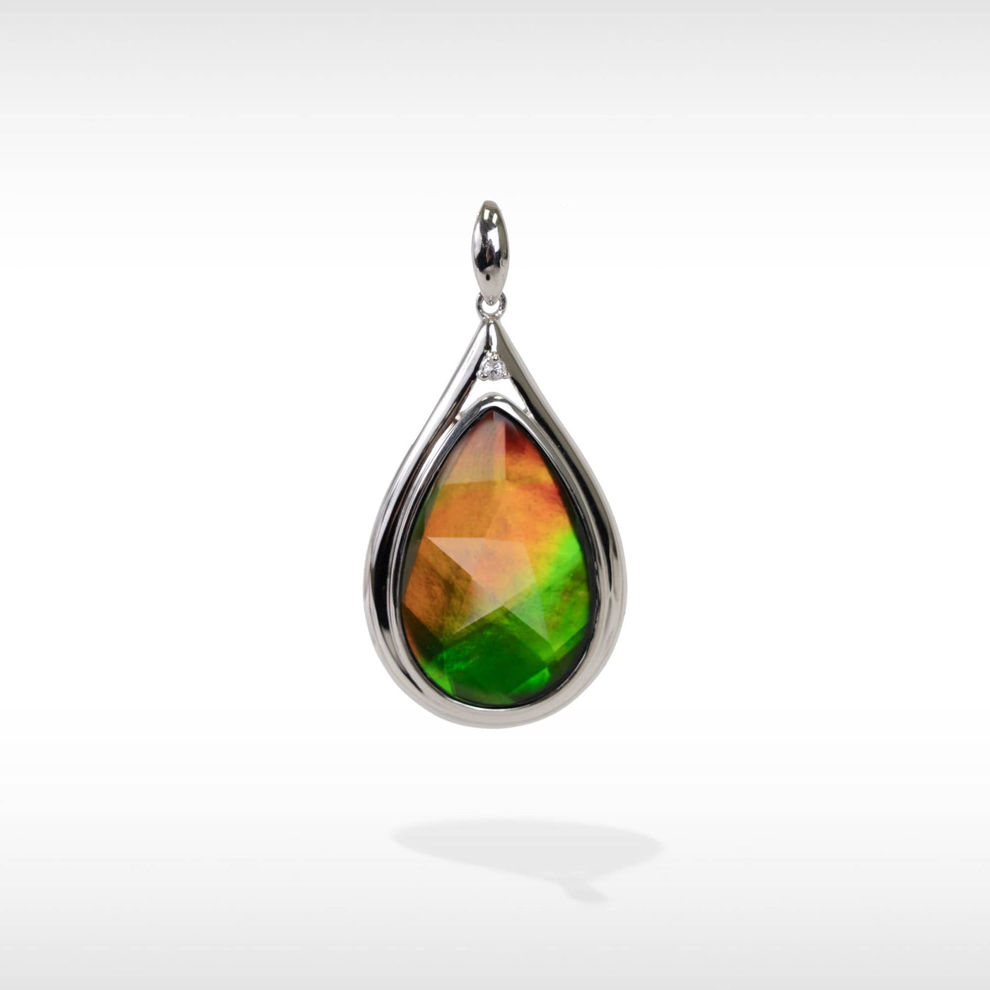 Women's Kaylynn Sterling Silver Ammolite Pendant with White Sapphire Accent