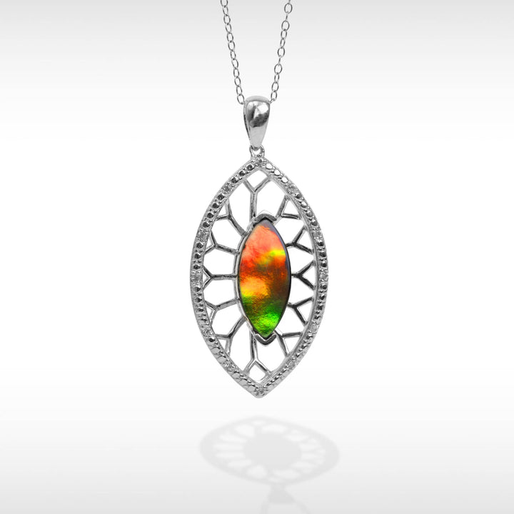 Women's Camilla Sterling Silver Ammolite Pendant with White Sapphire Accent