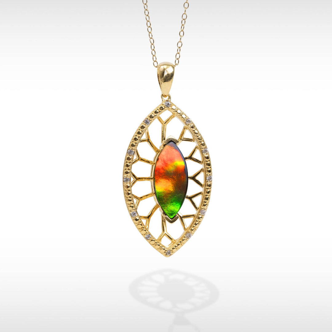 Women's Camilla Sterling Silver Ammolite Pendant with White Sapphire Accent