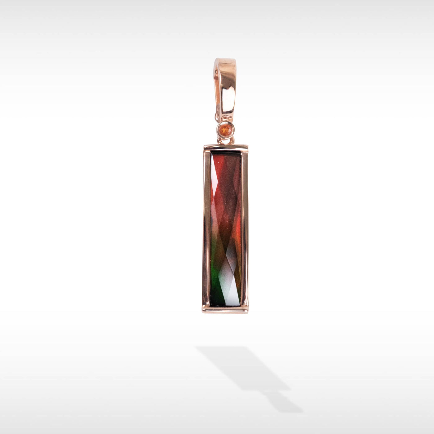 Women's Sterling Silver Ammolite Pendant with Fire Opal Accent