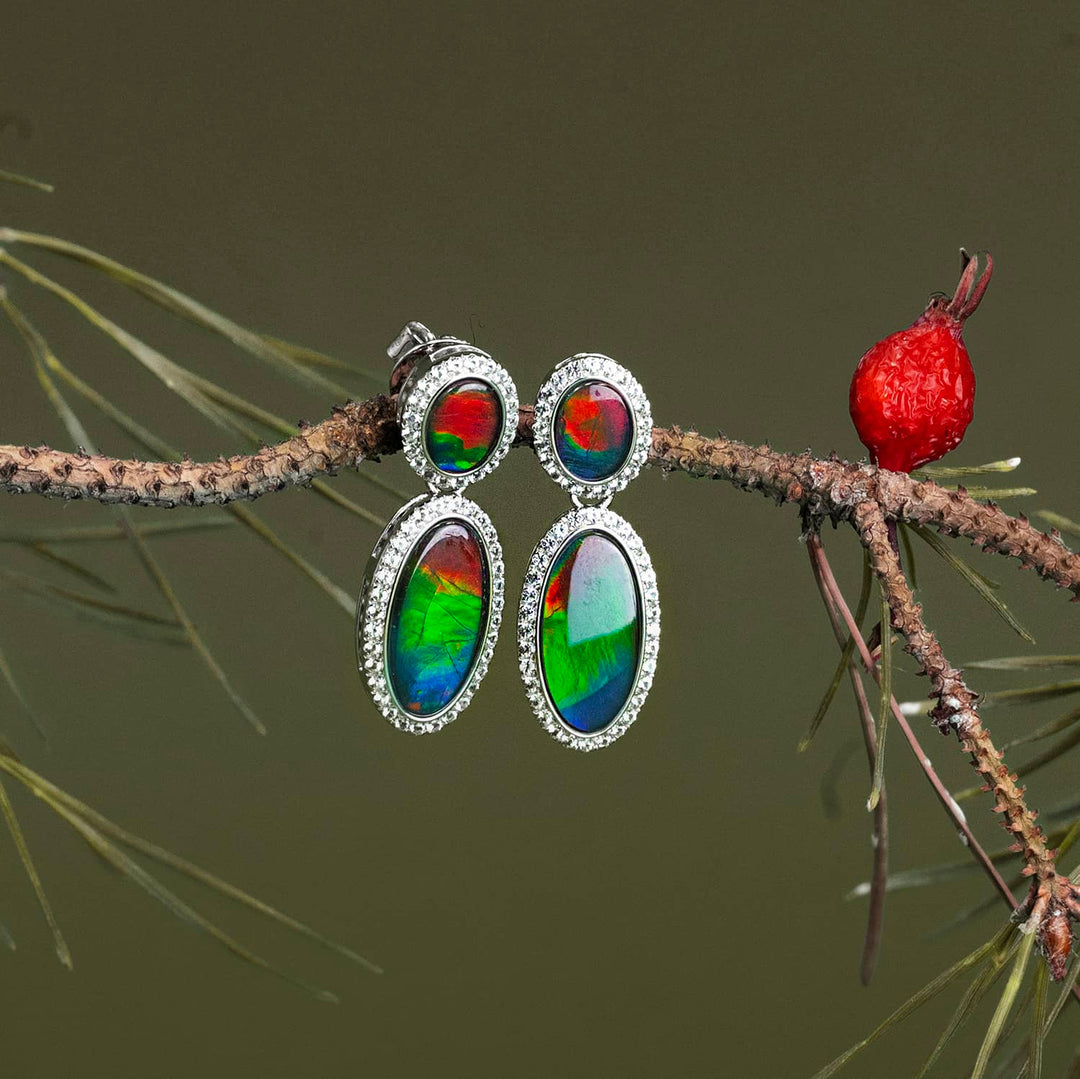 Serene Ammolite Earrings in Sterling Silver