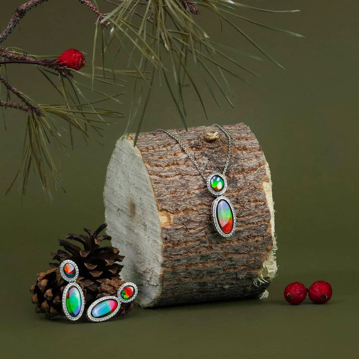 Serene Ammolite Earrings in Sterling Silver