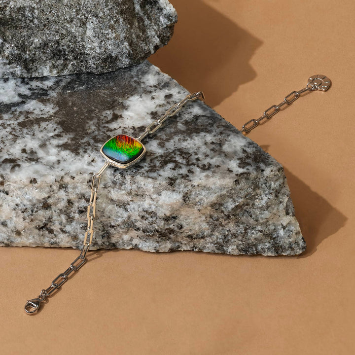 Origins Cushion Ammolite Bracelet in Sterling Silver