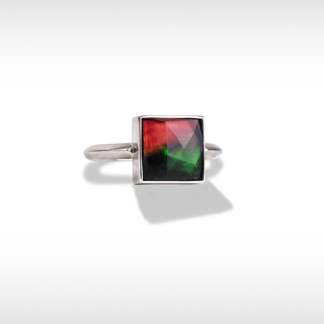 Essentials Square Ammolite Ring in Sterling Silver