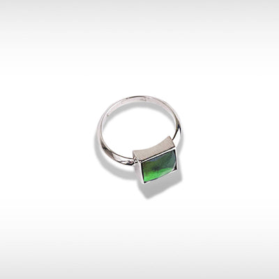 Essentials Square Ammolite Ring in Sterling Silver