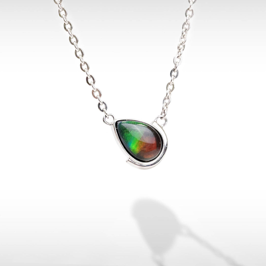 Essentials Teardrop Ammolite Pendant in Sterling Silver