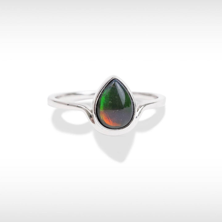 Essentials Teardrop Ammolite Ring in Sterling Silver