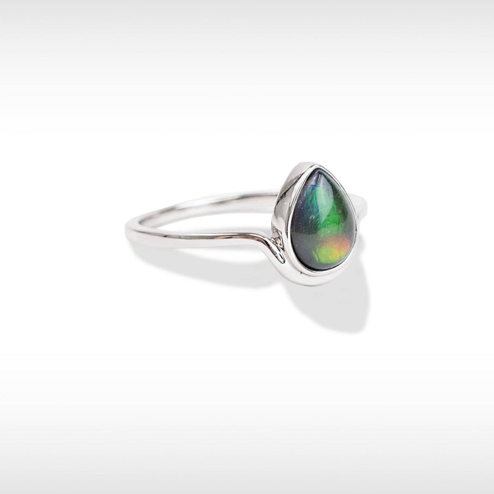 Essentials Teardrop Ammolite Ring in Sterling Silver