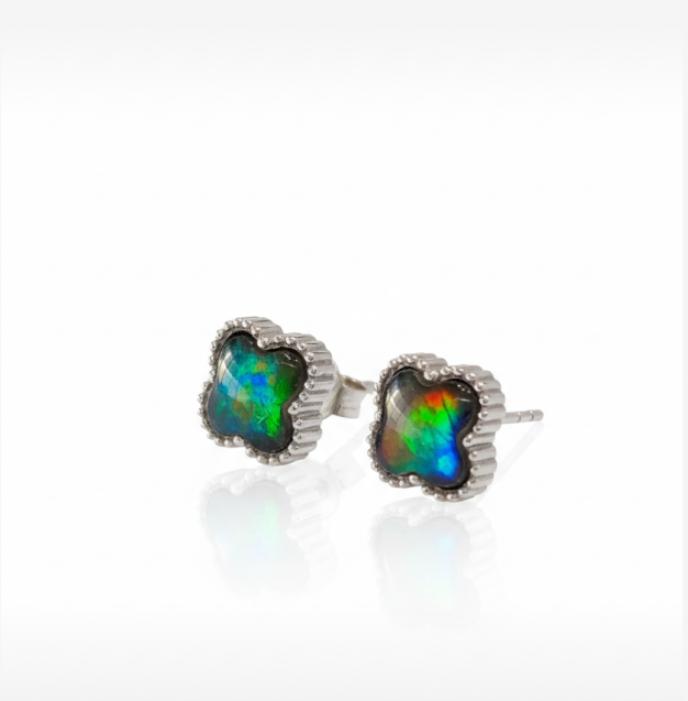 Clover Ammolite Earrings in Sterling Silver
