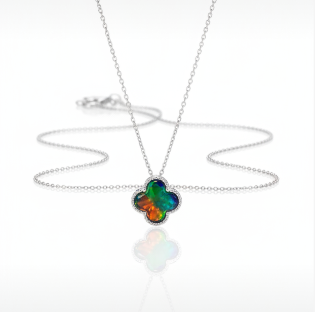 Clover Ammolite Pendant in Sterling Silver