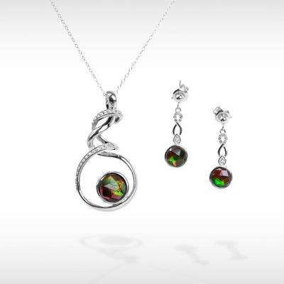 Women's Sterling Silver Pendant and Earring Set with White Topaz Accent