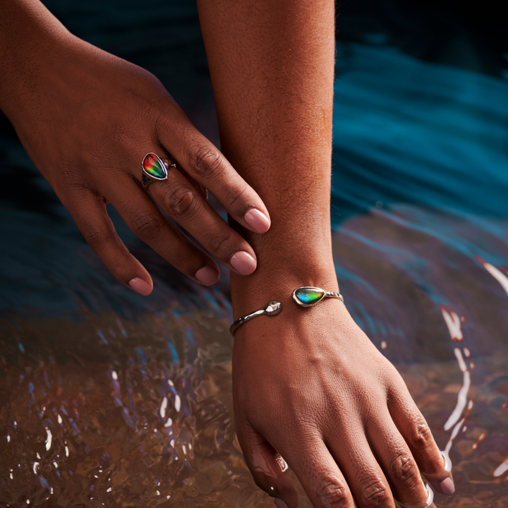 Waves Ammolite Bracelet in Sterling Silver