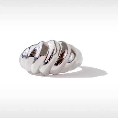 Accents Wide Ring in Sterling Silver with Rhodium Plating