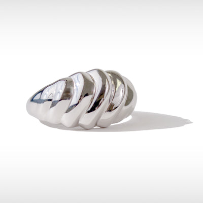 Accents Wide Ring in Sterling Silver with Rhodium Plating