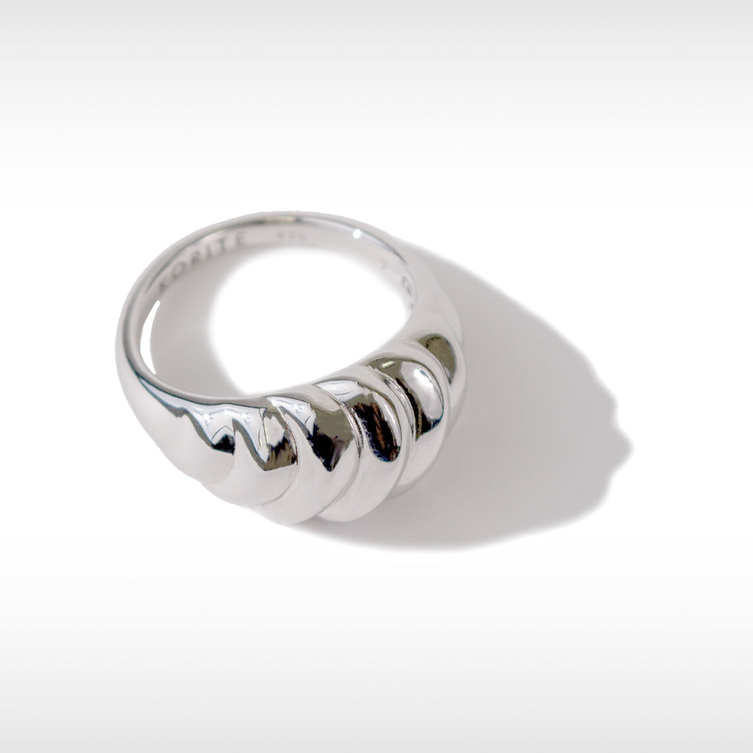 Accents Wide Ring in Sterling Silver with Rhodium Plating