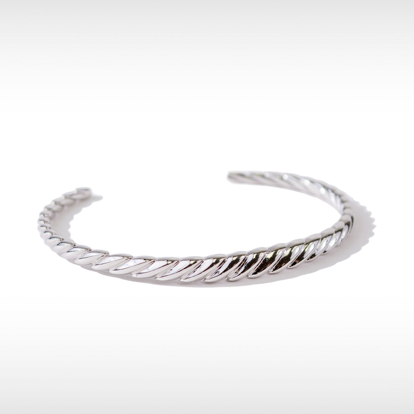 Accents Wide Bangle in Sterling Silver with Rhodium Plating