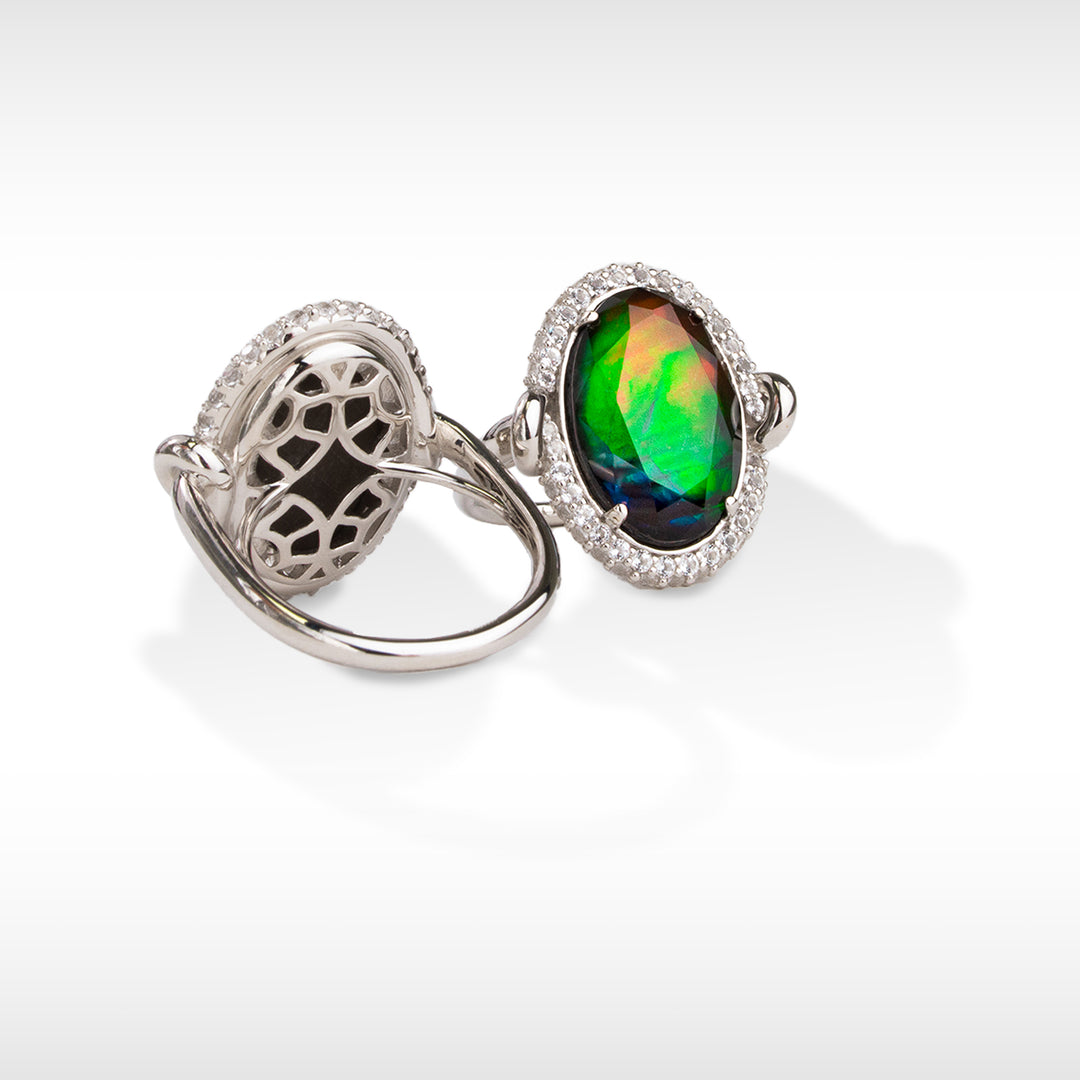 Knots Ammolite Ring in Sterling Silver