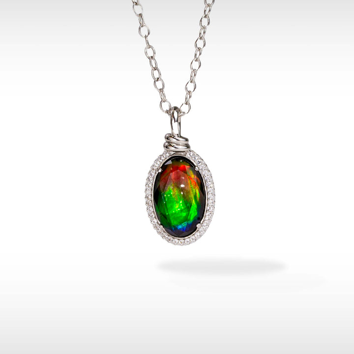 Knots Ammolite Necklace in Sterling Silver